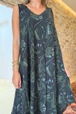 Made in Italy Tiki Pure Cotton Midi Dress Black /42 =